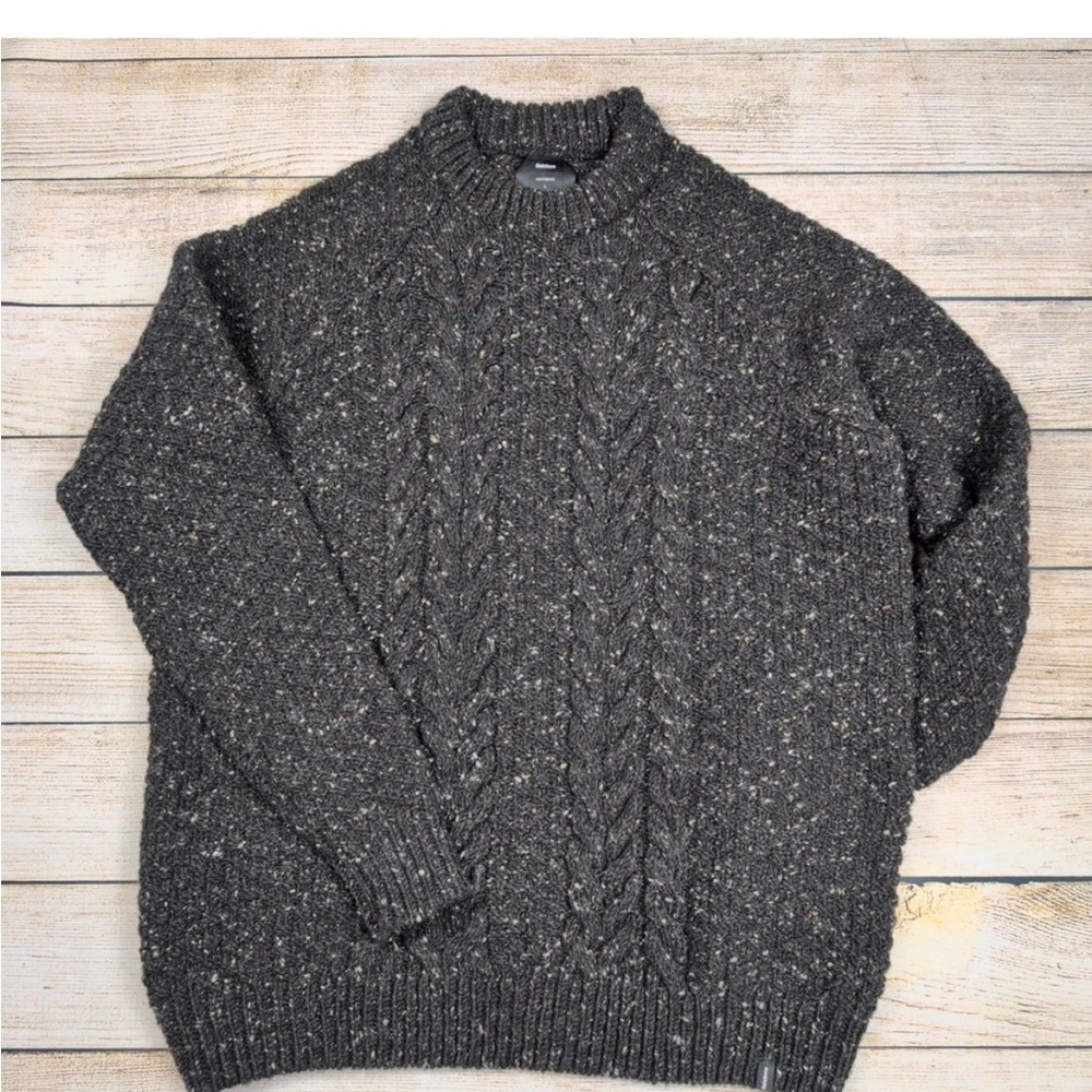 Finisterre Knitwear Wool Cable Knit Crewneck Sweater Mens Large